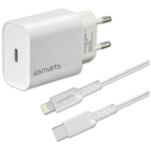 4smarts VoltPlug 20W PD USB-C Laidinis įkroviklis with USB-C to Lightning cable baltos spalvos - Image 1