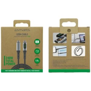 Kabelis USB4 4smarts DigitCord 240W 1.5m juodos spalvos - Image 5