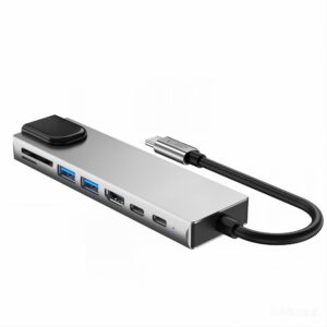 Tech-Protect HB09 HUB ADAPTERIS 8IN1 TYPE-C + USB-A3.0 + USB-C3.0 + HDMI 4K 60HZ + SD/TF + PD100W + RJ45 1000MB/S PILKAS (SPACE GREY) - Image 4