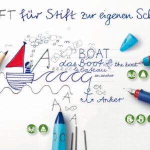 Plunksnakotis Faber-Castell Scribolino, kairiarankiams, mėlynos spalvos korpusas - Image 4