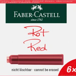 *Rašalo kapsulės Faber-Castell, raudonos spalvos, 6vnt