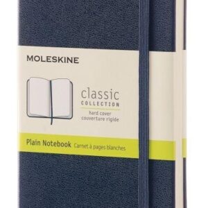 Užrašų knygutė Moleskine Classic 9x14cm, baltais lapais, kietu viršeliu, mėlynos spalvos