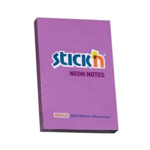 Lipnūs lapeliai Stick´N 21208, 51x76mm, 100 lapelių, Neoninės violetinės spalvos