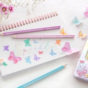 Spalvoti pieštukai Faber-Castell Sparkle, 12 spalvų, metalinėje dėžutėje - Image 3