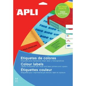 Lipnios etiketės Apli, A4, 70x37mm, 24 etiketės lape, 20 lapų, mėlynos spalvos - Image 2
