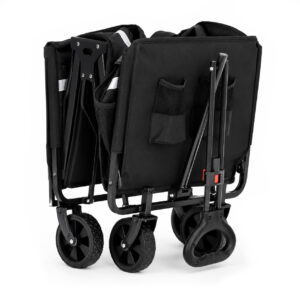 Sodo transportavimo vežimėlis 120l su uždangalu, atidaromu šonu ir kišenėmis, juodas MultiGarden - Image 5