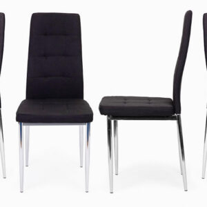 Set of 4 chairs for the living room and dining room, simple quilted chair, chrome legs, black - Image 5