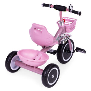 Tricycle with non-slip grips, bell, basket, pink, ECOTOYS - Image 5