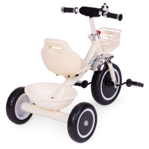 Tricycle with non-slip grips, bell, basket, beige, ECOTOYS - Image 5