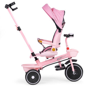 2-in-1 tricycle stroller, swivel seat, foldable canopy, pink, ECOTOYS - Image 5