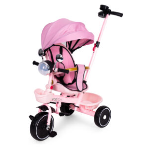 Pink Tricycle for Kids Stroller with Rotating Seat Push Handle ECOTOYS - Image 5