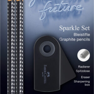 Pieštukas Faber-Castell Sparkle, 2 pieštukai + trintukas + drožtukas, juodos spalvos