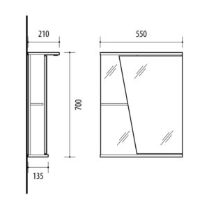 Vonios spintelė su veidrodžiu Riva SV55 - Image 2