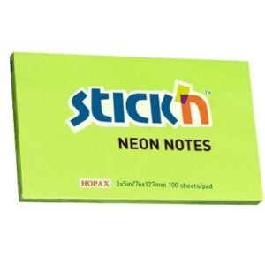 Lipnūs lapeliai Stick´N 21171, 76x127mm, 100 lapelių, žalios spalvos
