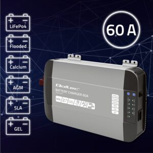 Qoltec 51916 Išmanusis „Monolith“ įkroviklis LiFePO4 AGM GEL SLA akumuliatoriams | 60A | 12V - Image 2