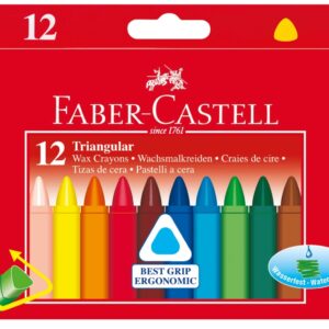 Vaškinės kreidelės Faber-Castell, tribriaunės, 12 spalvų