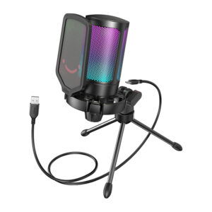 Fifine A6V condenser gaming microphone juodos spalvos