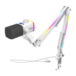Fifine AM8proTW dynamic microphone with boom arm baltos spalvos - Image 1