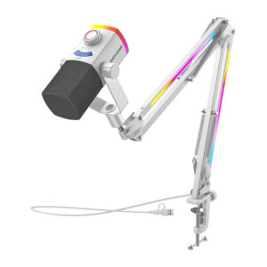 Fifine AM8proTW dynamic microphone with boom arm baltos spalvos - Image 2