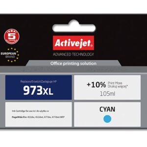 Activejet AH-973CRX rašalas (pakaitinis HP 973XL F6T81AE; Premium; 105 ml; mėlynas)