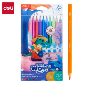 Spalvoti pieštukai DELI Wood-free, 12 spalvų