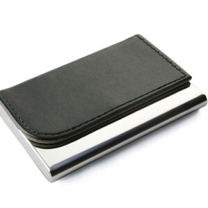 Dėklas vizitinėms kortelėms, 63x93x14mm, dirbtinės odos, juodos spalvos