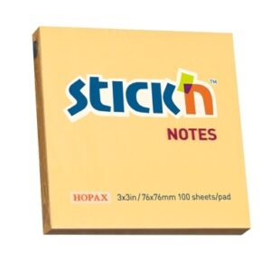 Lipnūs lapeliai Stick´N 21391, 76x76mm, 100 lapelių, oranžinės spalvos