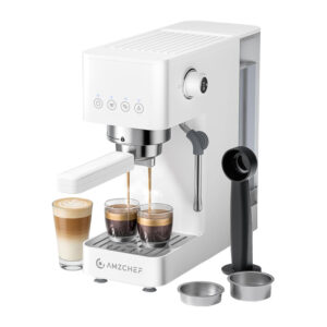 AMZCHEF CE-EM3131-WT Piston kavos aparatas baltos spalvos