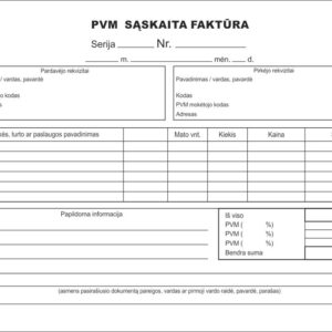 PVM sąskaita faktūra, A5, SC, be numeracijos, 50 lapų