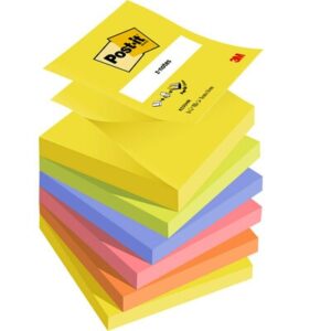 Lipnūs lapeliai Post-it Z-Notes, 76x76mm, neoninių spalvų, 6 vnt.