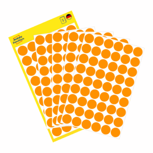 Lipdukai Avery Zweckform, apvalūs, Ø12mm, 270vnt pakuotėje, oranžinės spalvos