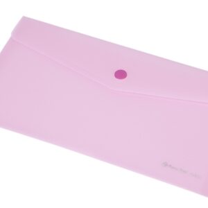 Aplankas-vokas Panta Plast, Focus, DL 110x220mm, horizontalus, su spaustuku, rožinės spalvos