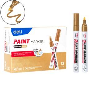 Permanentinis žymeklis Deli U500, 2 mm aukso spalvos