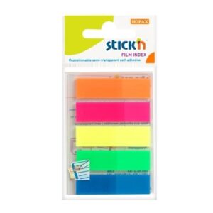 Plastikiniai žymekliai Stick´N 21050, 45x12mm, 5 ryškios spalvos po 25vnt.
