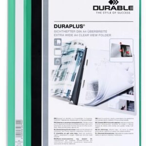 Plastikinis segtuvėlis Durable, A4, su kišenėle, žalios spalvos