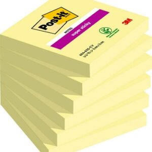 Lipnūs užrašų lapeliai 3M Post-it® Super Sticky 76mmx76mm, 90 lapelių, geltonos spalvos