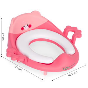 Vaikiška klozeto sėdynė su rankenomis, minkšta pagalvėlė, rožinė, ECOTOYS - Image 6