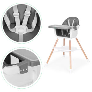 Vaikiška maitinimo kėdutė 2-in-1, pilka, ECOTOYS - Image 6