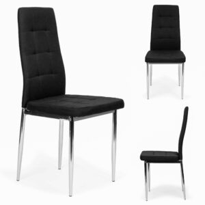 Set of 4 chairs for the living room and dining room, simple quilted chair, chrome legs, black - Image 6