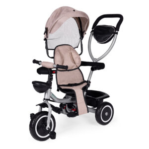 2-in-1 tricycle stroller, swivel seat, foldable canopy, beige, ECOTOYS - Image 6