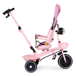 Pink Tricycle for Kids Stroller with Rotating Seat Push Handle ECOTOYS - Image 6