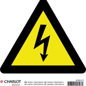Informacinis lipdukas Charlot, 150x150mm, ELEKTROS SMŪGIO RIZIKA