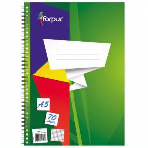 Sąsiuvinis Forpus, A5, 70 lapų, su perforacija, su spirale šone, langeliais