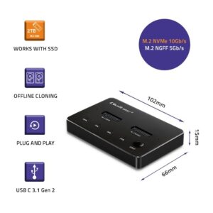Qoltec 52274 M.2 SSD diskų prijungimo stotelė | NVMe | SATA | USB-C | DUAL 2 x 2 TB - Image 2