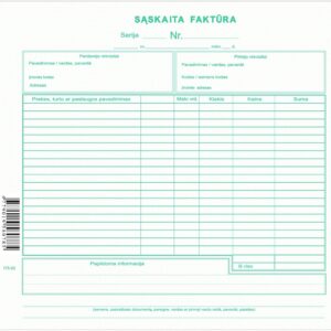 Sąskaita faktūra 8 colių, SC, be NR. 50x2 lapelius