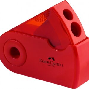 Drožtukas Faber-Castell SLEEVE, plastikinis, su konteineriu, dvigubas