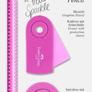 *Pieštukų rinkinys Faber-Castell Jumbo Sparkle, su drožtuku ir trintuku, rožinės spalvos - Image 2