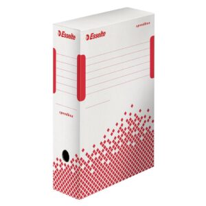 Archyvinė dėžė Esselte Speedbox FSC, 10cm, kartoninė, baltos-raudonos spalvos - Image 2