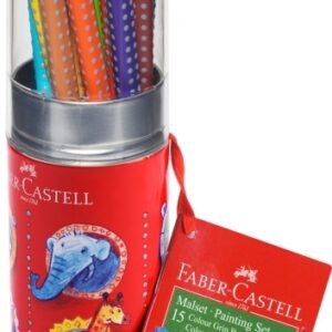 *Spalvotų pieštukų rinkinys Faber-Castell Grip raketa, 15 spalvų