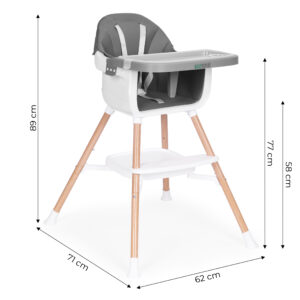 Vaikiška maitinimo kėdutė 2-in-1, pilka, ECOTOYS - Image 7